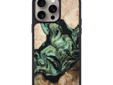 iPhone 15 Pro Max Wood+Resin Phone Case - Trisha (Green, 667926) Online Sale