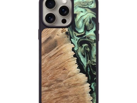 iPhone 15 Pro Max Wood+Resin Phone Case - Ebony (Green, 667921) Online now