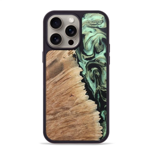 iPhone 15 Pro Max Wood+Resin Phone Case - Ebony (Green, 667921) Online now