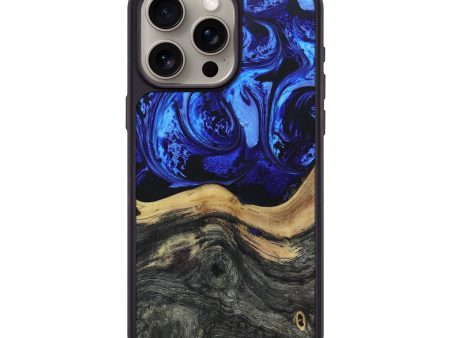 iPhone 15 Pro Max Wood+Resin Phone Case - Angela (Blue, 670606) Online now