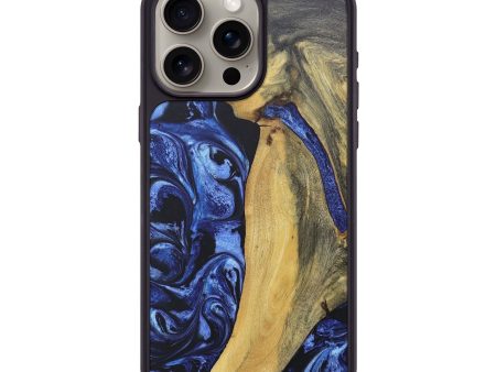 iPhone 15 Pro Max Wood+Resin Phone Case - Carissa (Blue, 671617) For Sale