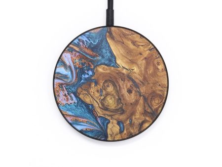 Circle Wood+Resin Wireless Charger - Quentin (Teal & Gold, 671398) Fashion