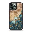 iPhone 13 Pro Max Wood+Resin Phone Case - Trevor (Teal & Gold, 670322) For Sale