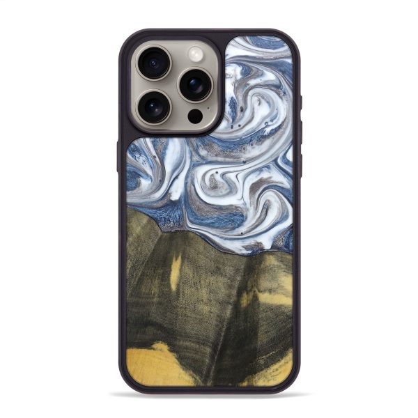 iPhone 15 Pro Max Wood+Resin Phone Case - Cohen (Blue, 671019) Sale