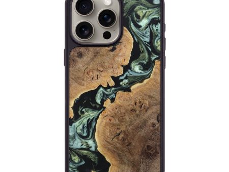 iPhone 15 Pro Max Wood+Resin Phone Case - Troy (Green, 670967) For Discount