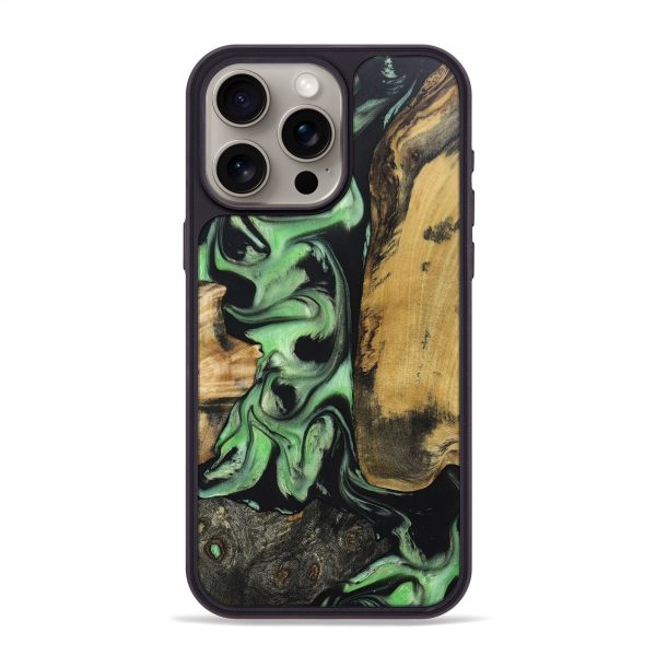 iPhone 15 Pro Max Wood+Resin Phone Case - Emilia (Mosaic, 670575) Discount