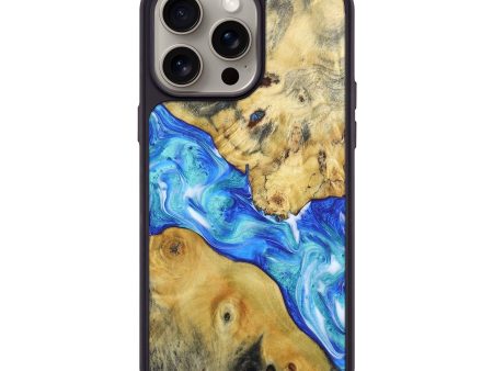 iPhone 15 Pro Max Wood+Resin Phone Case - Eden (Blue, 668497) For Cheap