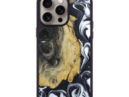 iPhone 15 Pro Max Wood+Resin Phone Case - Makenna (Black & White, 666803) Fashion