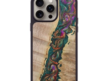 iPhone 15 Pro Max Wood+Resin Phone Case - Connie (Green, 669876) For Discount