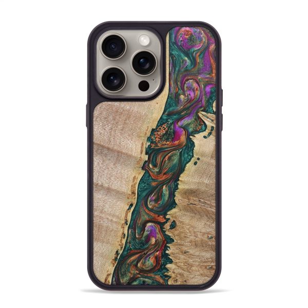 iPhone 15 Pro Max Wood+Resin Phone Case - Connie (Green, 669876) For Discount