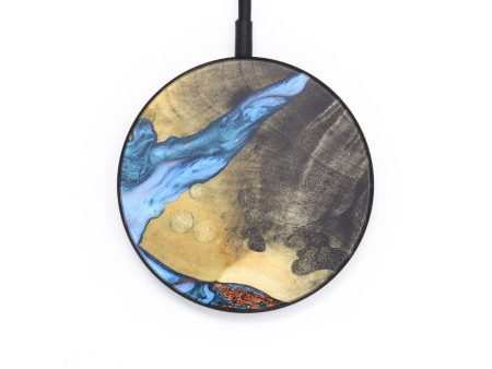 Circle Wood+Resin Wireless Charger - Landyn (Teal & Gold, 671397) Online Hot Sale