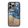 iPhone 15 Pro Max Wood+Resin Phone Case - Pat (Teal & Gold, 671365) For Cheap