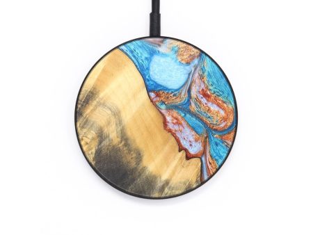 Circle Wood+Resin Wireless Charger - Doug (Teal & Gold, 671404) For Discount