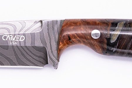 Carved Damascus Field Knife #20660 Supply