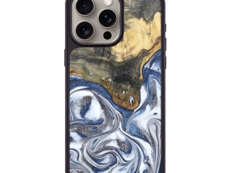 iPhone 15 Pro Max Wood+Resin Phone Case - Alexus (Blue, 671026) Cheap