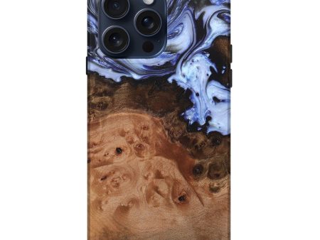 iPhone 15 Pro Max Wood+Resin Live Edge Phone Case - Rylee (Blue, 669802) Online Sale