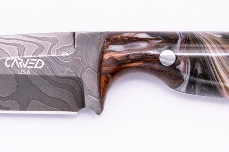 Carved Damascus Field Knife #20667 Online Sale