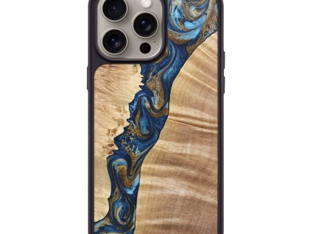 iPhone 15 Pro Max Wood+Resin Phone Case - Ethan (Teal & Gold, 670148) Online Sale