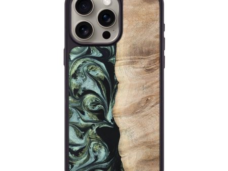 iPhone 15 Pro Max Wood+Resin Phone Case - Aspen (Green, 670957) Fashion