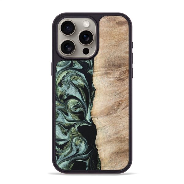 iPhone 15 Pro Max Wood+Resin Phone Case - Aspen (Green, 670957) Fashion