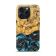 iPhone 15 Pro Wood+Resin Live Edge Phone Case - Gregory (Teal & Gold, 669560) Online Sale