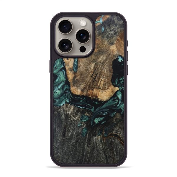 iPhone 15 Pro Max Wood+Resin Phone Case - Christa (Green, 670941) Discount