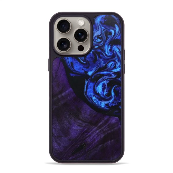 iPhone 15 Pro Max Wood+Resin Phone Case - Zayden (Blue, 669716) Discount