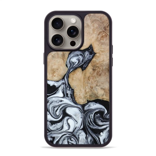 iPhone 15 Pro Max Wood+Resin Phone Case - Jerry (Black & White, 667643) For Discount