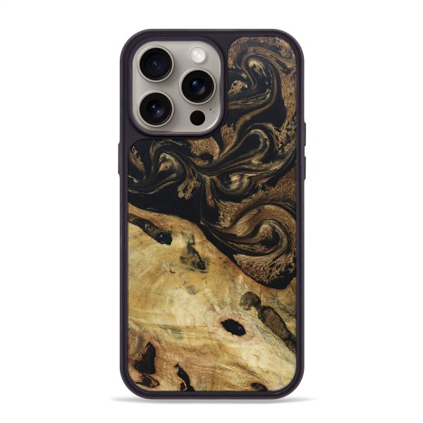 iPhone 15 Pro Max Wood+Resin Phone Case - Sullivan (Black & White, 670345) on Sale