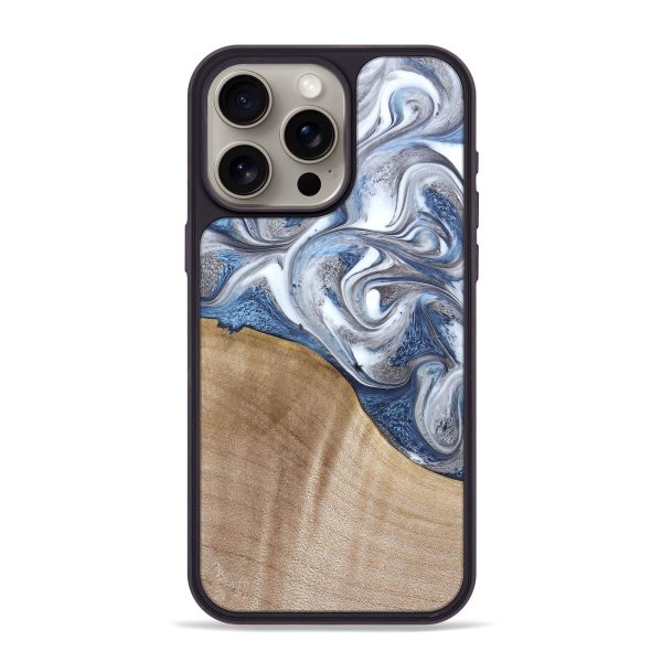 iPhone 15 Pro Max Wood+Resin Phone Case - Terence (Blue, 671021) Online Sale