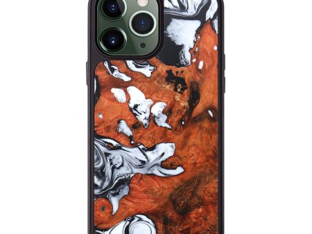 iPhone 13 Pro Max Wood+Resin Phone Case - Susie (Black & White, 669422) For Sale