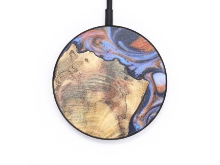 Circle Wood+Resin Wireless Charger - Cecilia (Teal & Gold, 671389) Hot on Sale