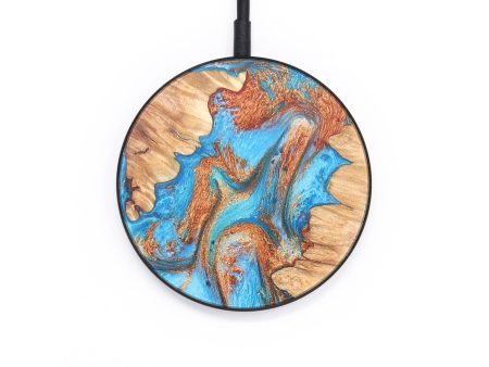 Circle Wood+Resin Wireless Charger - Mckinley (Teal & Gold, 671395) Hot on Sale