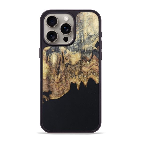 iPhone 15 Pro Max Wood+Resin Phone Case - Tamika (Pure Black, 671566) Online