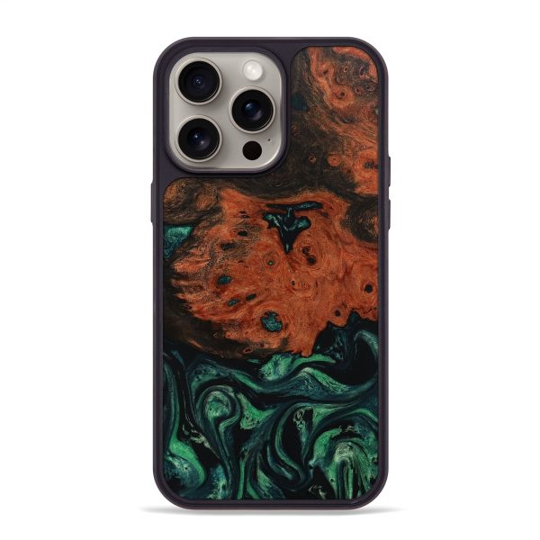 iPhone 15 Pro Max Wood+Resin Phone Case - Breanna (Green, 667695) on Sale