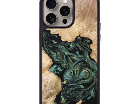 iPhone 15 Pro Max Wood+Resin Phone Case - Lynda (Green, 667932) Discount