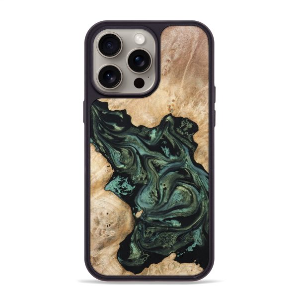 iPhone 15 Pro Max Wood+Resin Phone Case - Lynda (Green, 667932) Discount