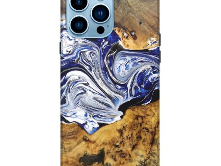 iPhone 14 Pro Max Wood+Resin Live Edge Phone Case - Beatrice (Blue, 670027) For Discount