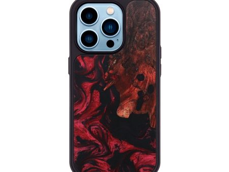 iPhone 14 Pro Wood+Resin Phone Case - Legend (Red, 671086) For Sale