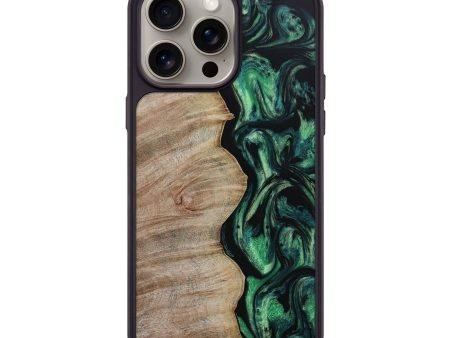 iPhone 15 Pro Max Wood+Resin Phone Case - Byron (Green, 667700) Hot on Sale