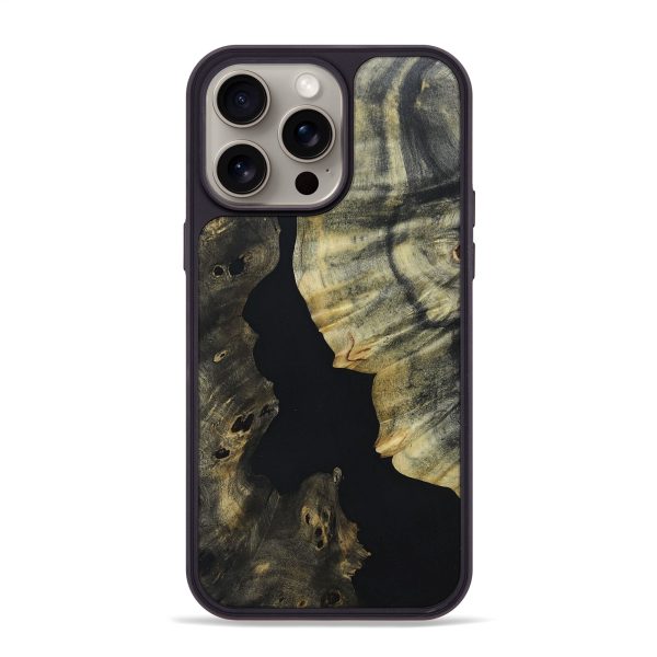 iPhone 15 Pro Max Wood+Resin Phone Case - Theodore (Pure Black, 670411) Online Hot Sale