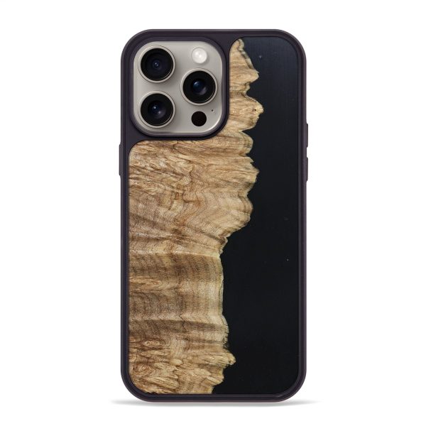 iPhone 15 Pro Max Wood+Resin Phone Case - Amaya (Pure Black, 668556) Online now