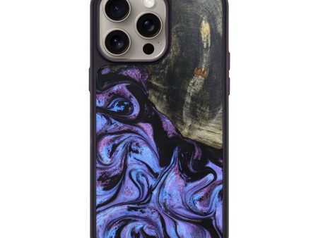 iPhone 15 Pro Max Wood+Resin Phone Case - Edward (Purple, 670110) on Sale