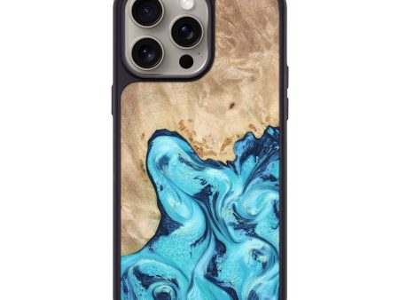 iPhone 15 Pro Max Wood+Resin Phone Case - Braydon (Blue, 669401) For Sale