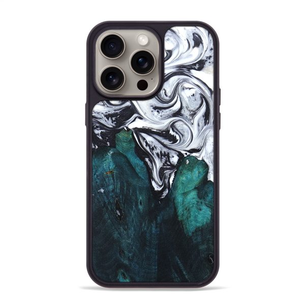 iPhone 15 Pro Max Wood+Resin Phone Case - Willa (Black & White, 669524) Fashion