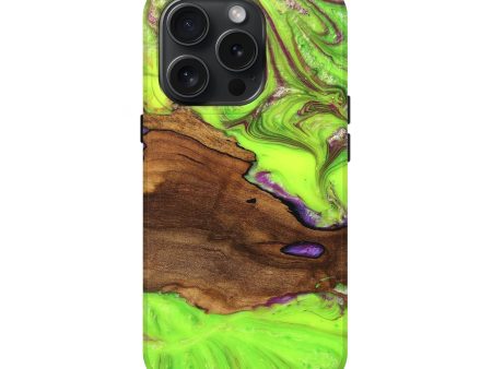 iPhone 15 Pro Wood+Resin Live Edge Phone Case - Addisyn (Green, 669594) on Sale