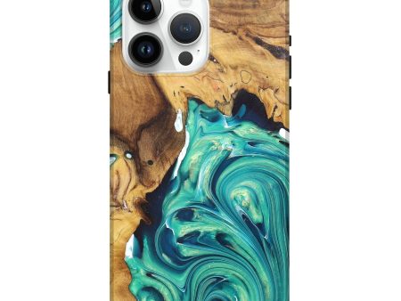 iPhone 15 Pro Max Wood+Resin Live Edge Phone Case - Silas (Green, 671419) Online now