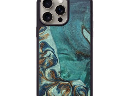 iPhone 15 Pro Max Wood+Resin Phone Case - Adele (Teal & Gold, 671593) Online now