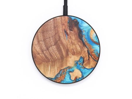 Circle Wood+Resin Wireless Charger - Earl (Teal & Gold, 671401) For Discount