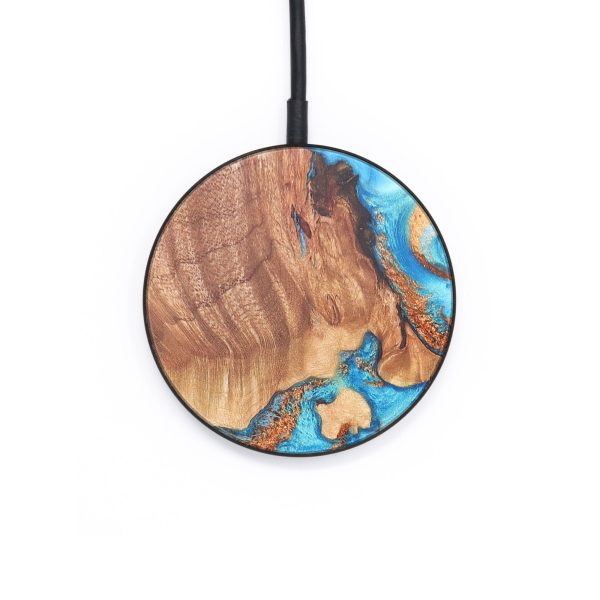 Circle Wood+Resin Wireless Charger - Earl (Teal & Gold, 671401) For Discount